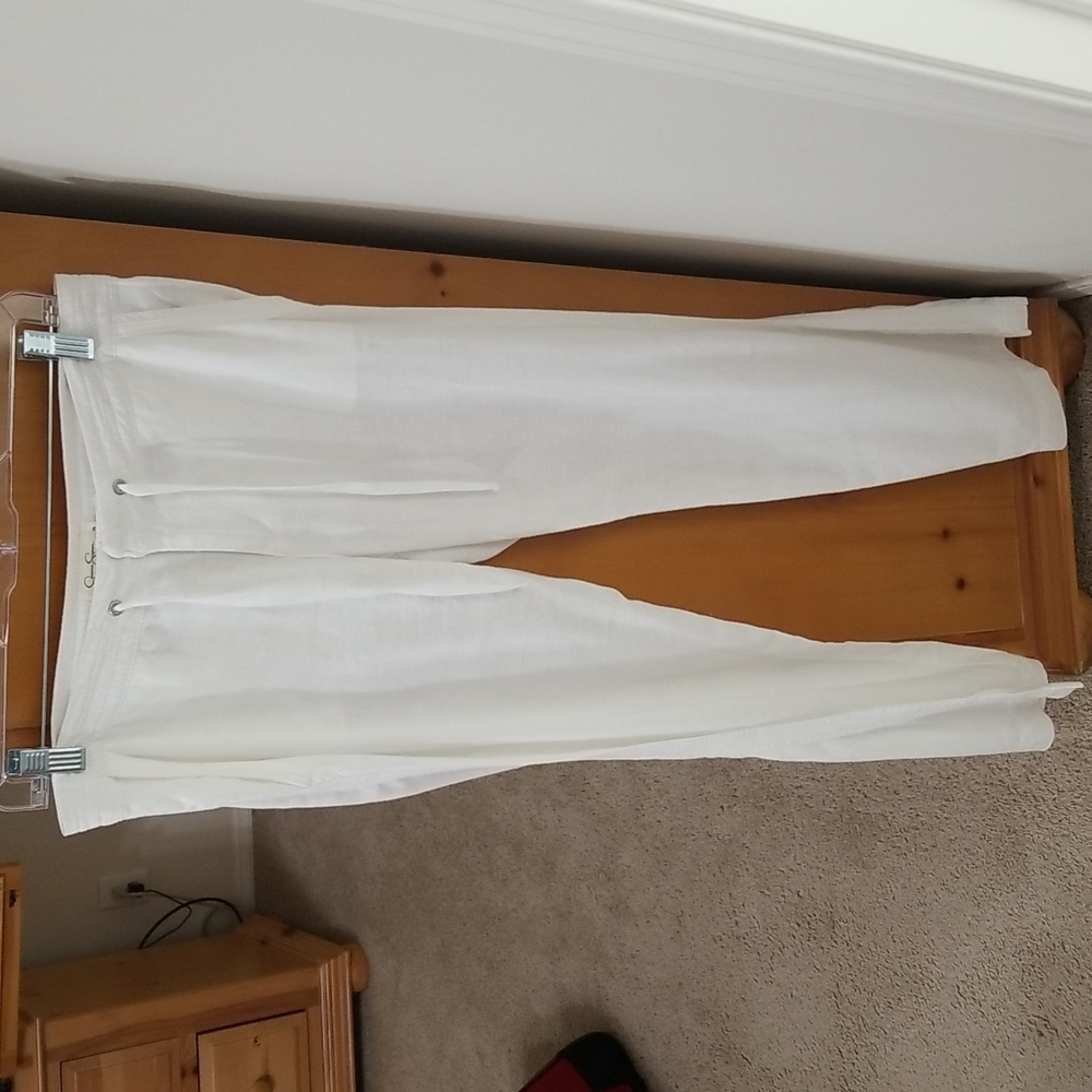 Jessica Simpson White Linen Blend Beach Pants size Small